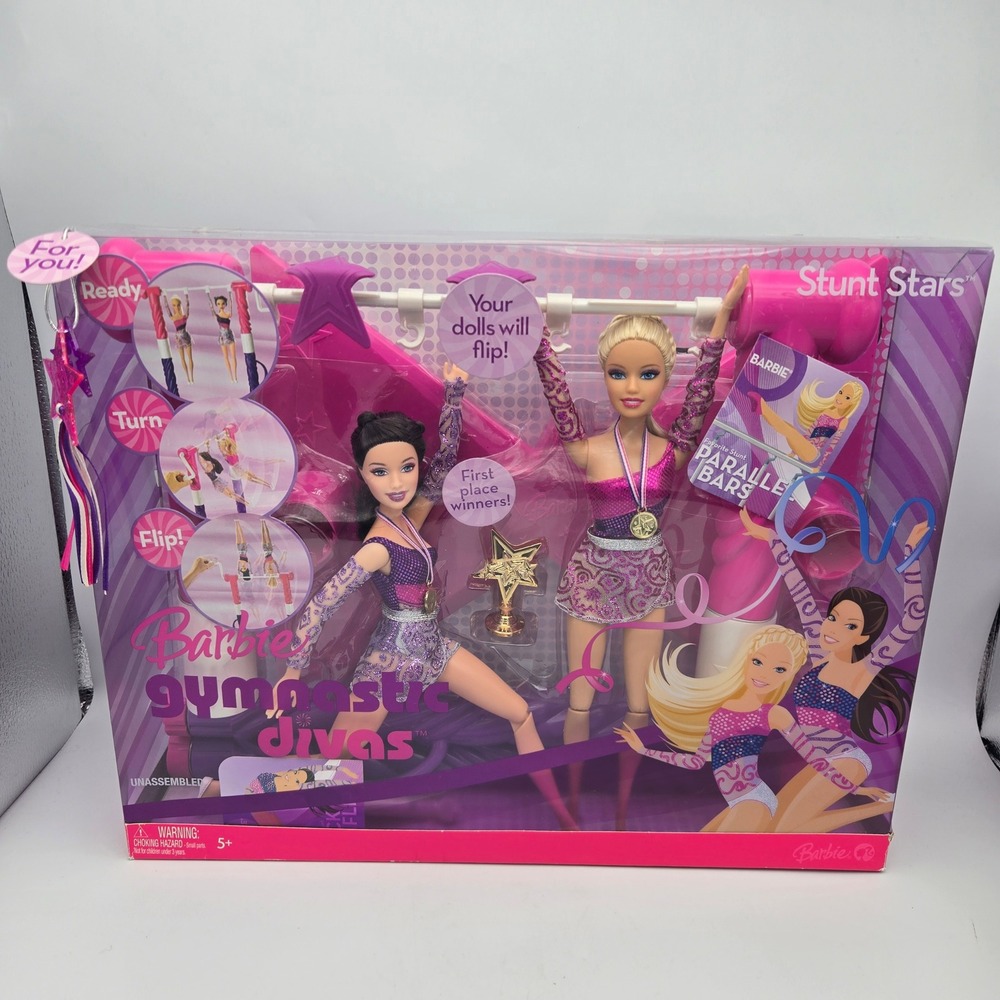 Barbie Gymnastic Divas Stunt Stars Playset Barbie & Raquelle New in Box 2007 Y2K